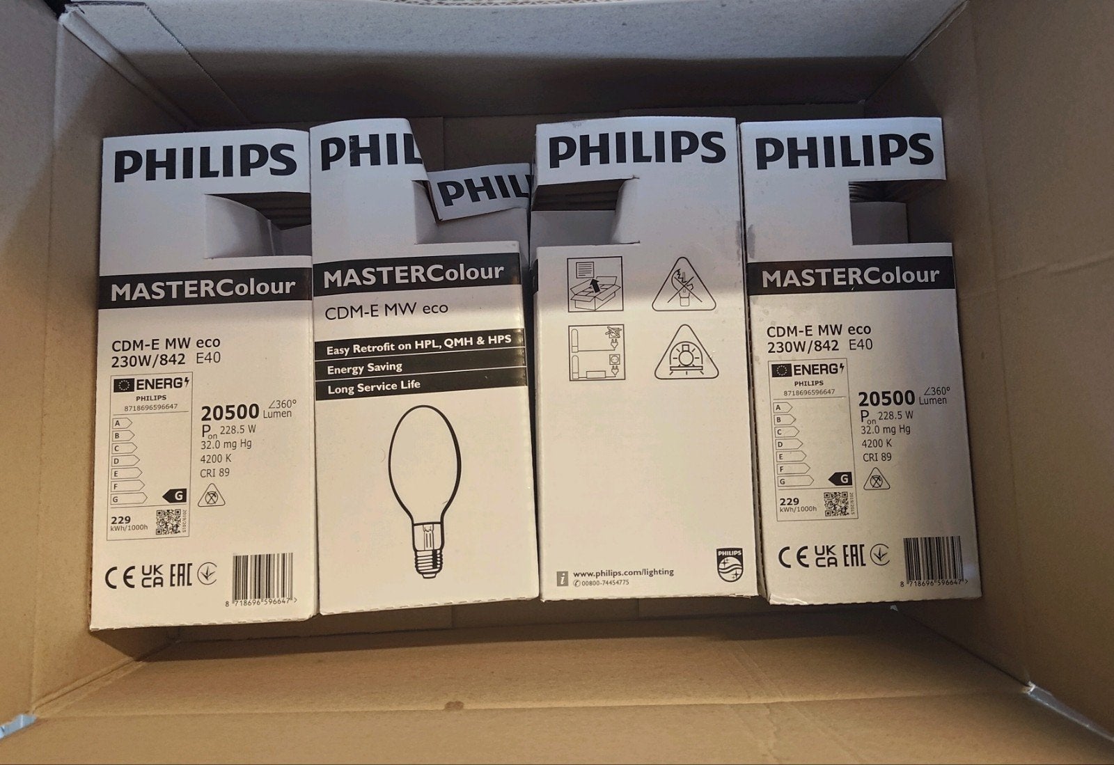 Philips E40 CDM-E gasontladingslampen 4 stuks HPL, QMH, HPS, 60 watt of meer, Nieuw, Ophalen of Verzenden, Neutraal wit