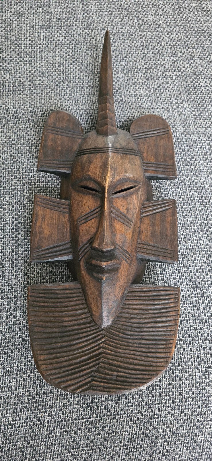 Masker van hout, houten masker donkerbruin, Antiek en Kunst, Ophalen of Verzenden