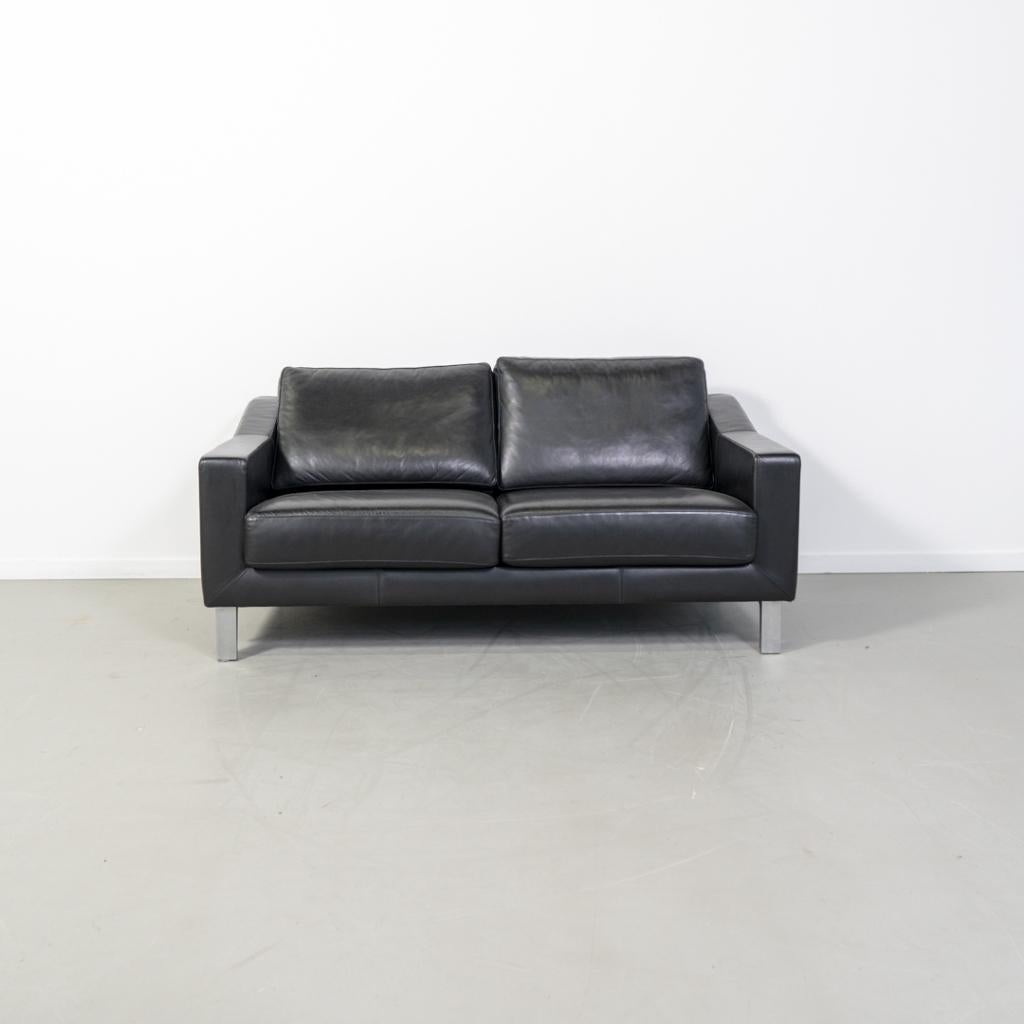 1x Leolux Antonia Bank 2,5-zits/180cm Zwart Leer - Gepolijst, Niet ingevuld, Overige maten, 150 tot 200 cm, Niet ingevuld