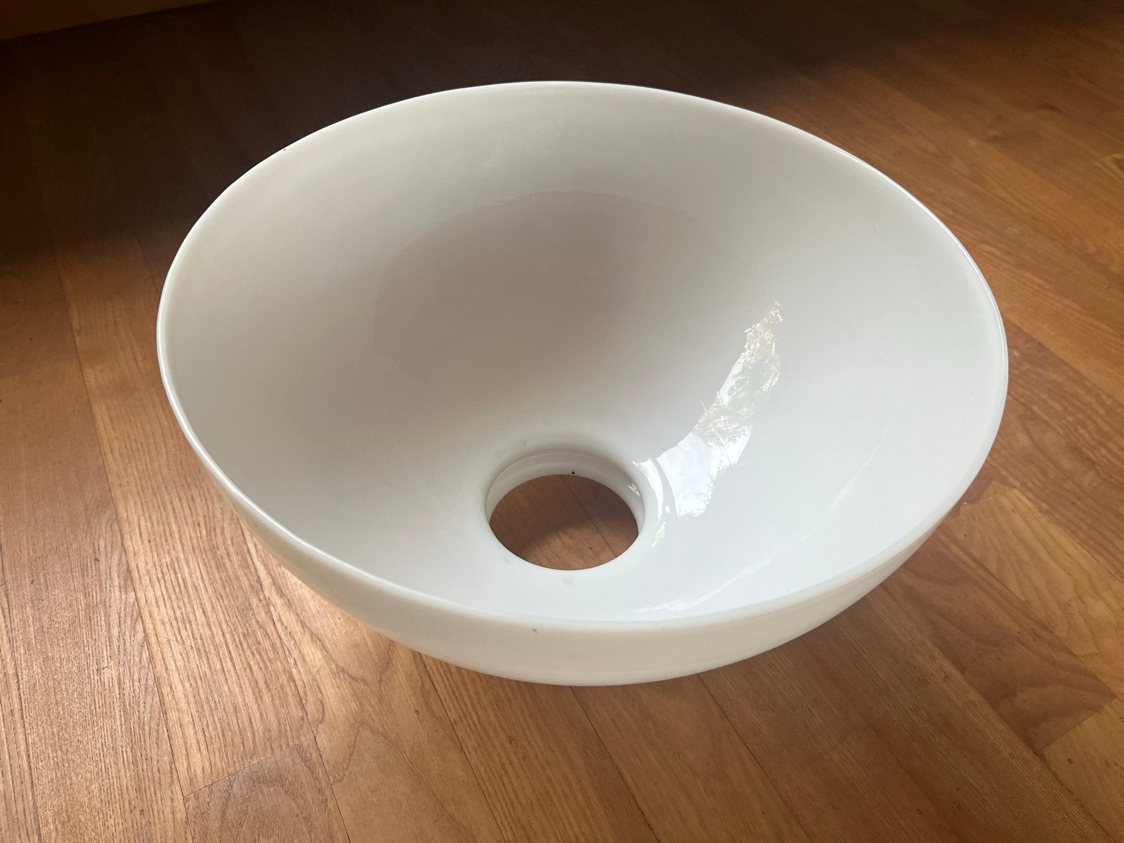 Vintage glazen lampekap - Wit, rond, Huis en Inrichting, Gebruikt, Overige typen, Wit, Rond