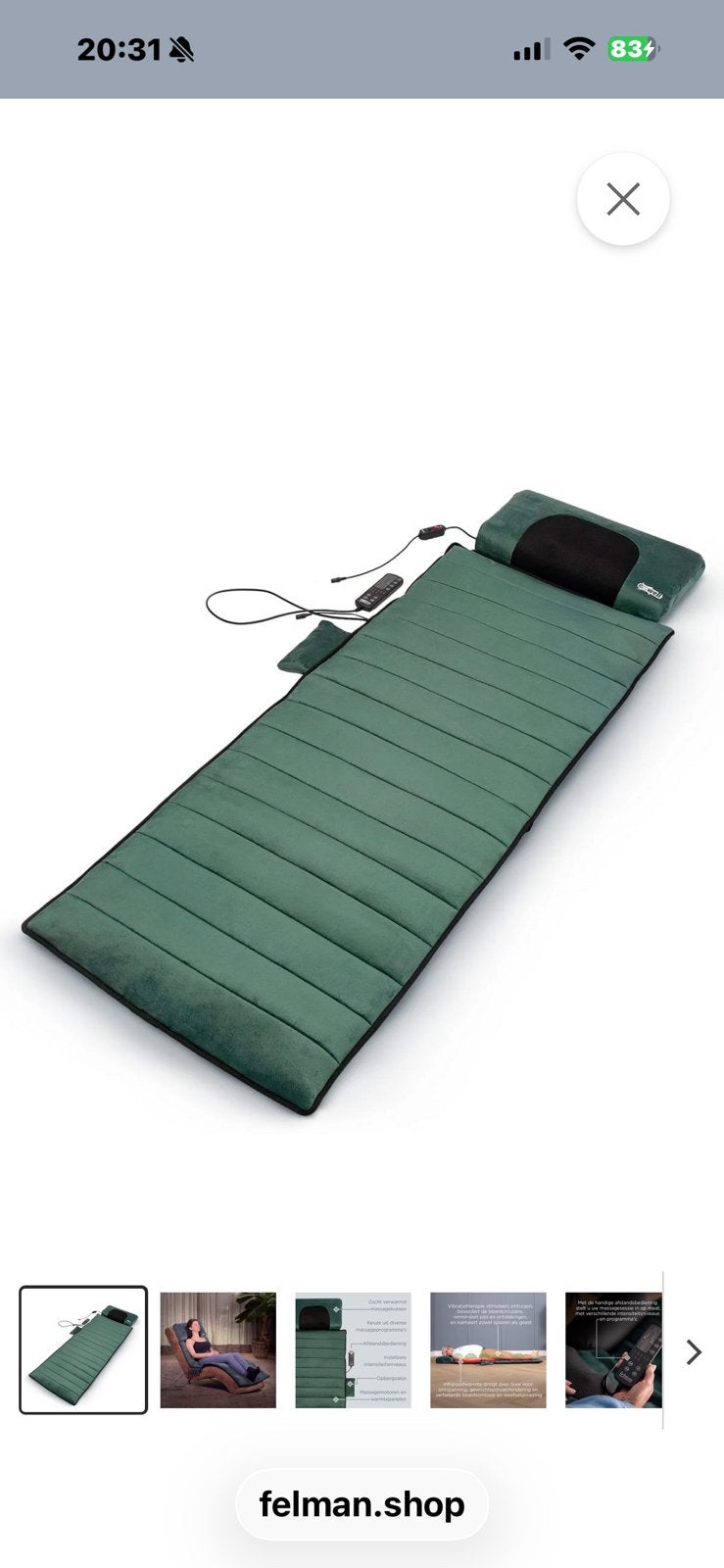 Felman Remedy Massage - 190 x 65 cm, Ophalen of Verzenden, Zo goed als nieuw, Overige typen