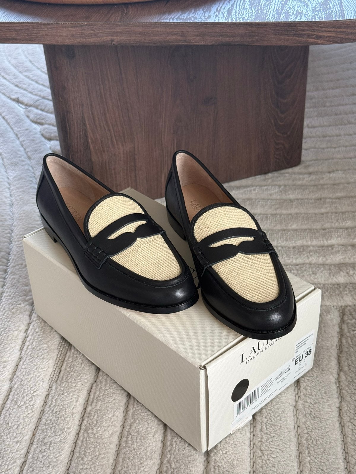 Nieuw Ralph Lauren Loafers - Zwart/Beige - Maat 38, Nieuw, Ophalen of Verzenden, Instappers, Zwart