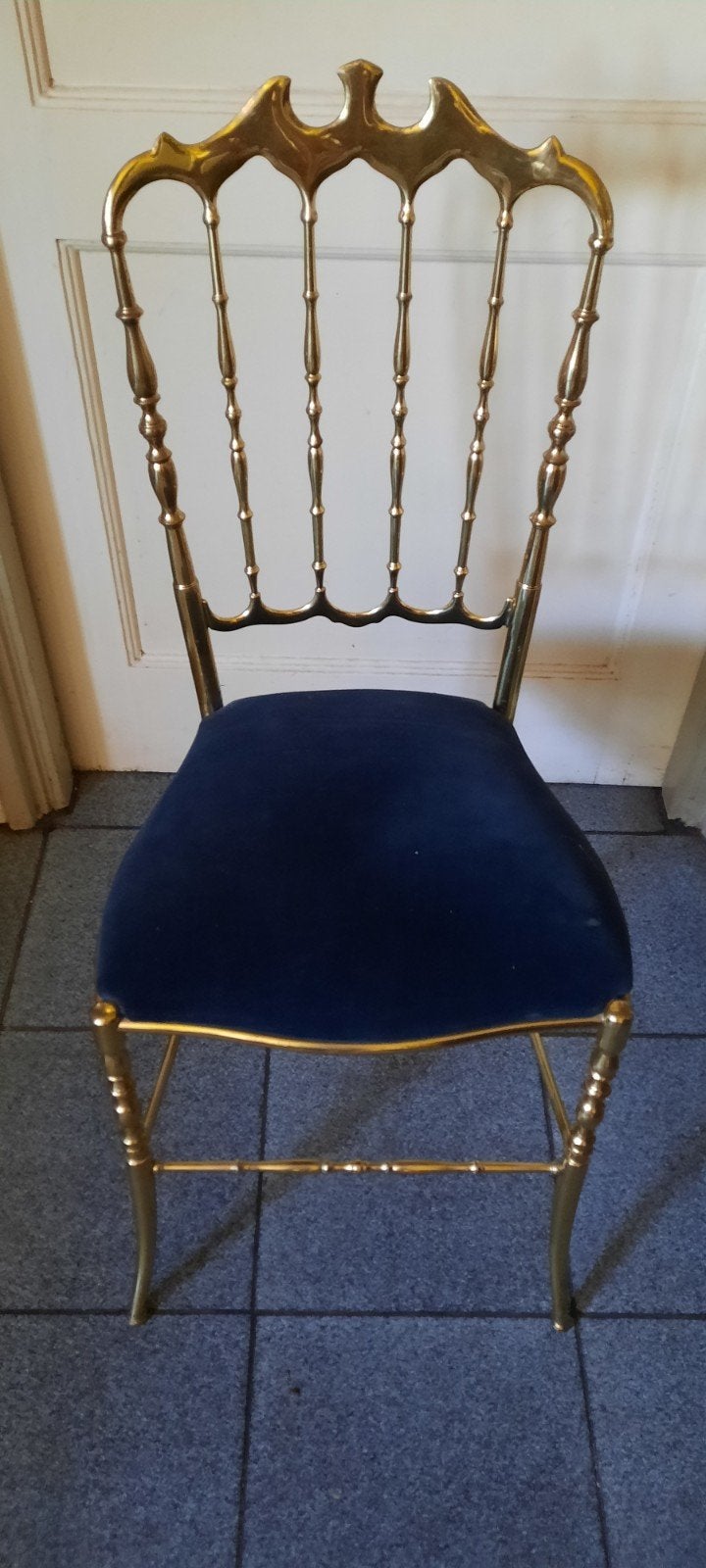 Gouden Chiavari Stoel met Blauw Fluweel, Ophalen of Verzenden