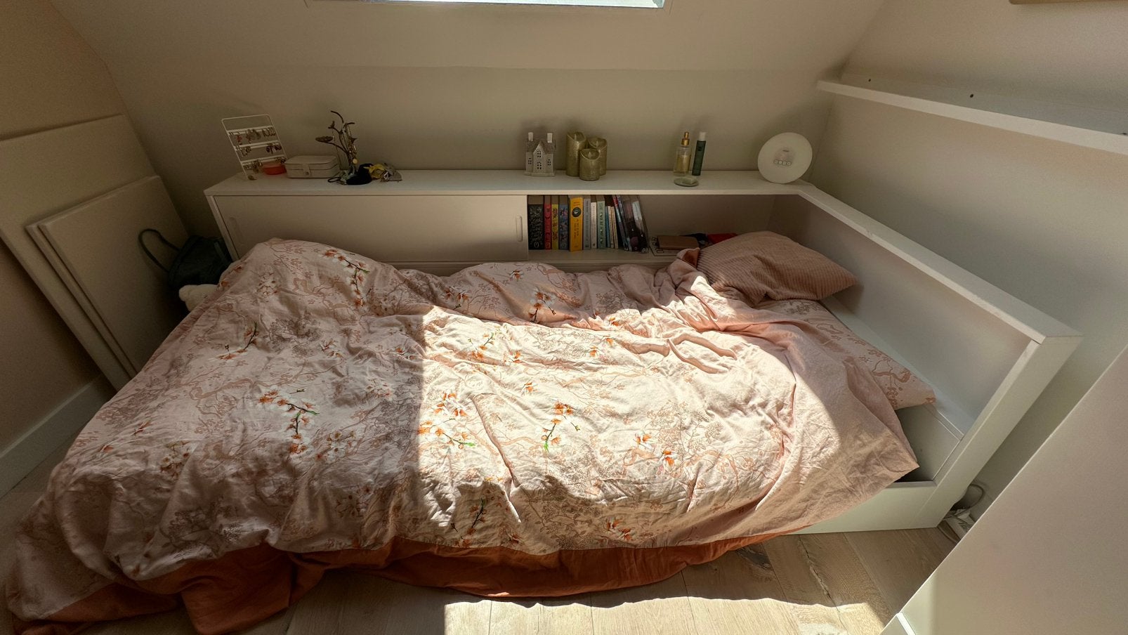 Woood Connect hoekbed (excl. matras), Ophalen, 90 cm, Eenpersoons, Wit