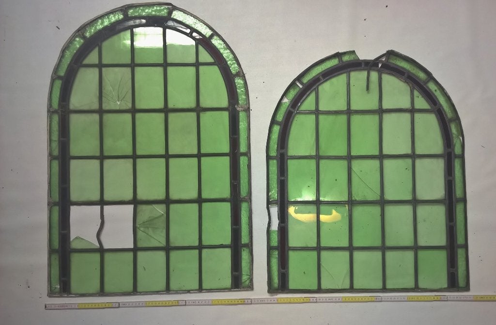 oude glas-in-lood ramen en panelen Art-Deco, Ophalen