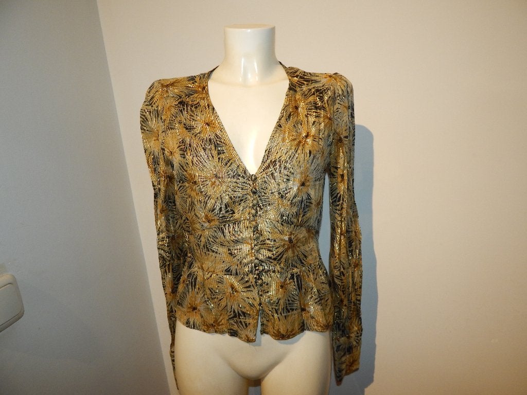 The Kooples gouden blouse in mooie print kleine knoopjes3/40, Maat 38/40 (M), The kooples, Zo goed als nieuw, Meerkleurig
