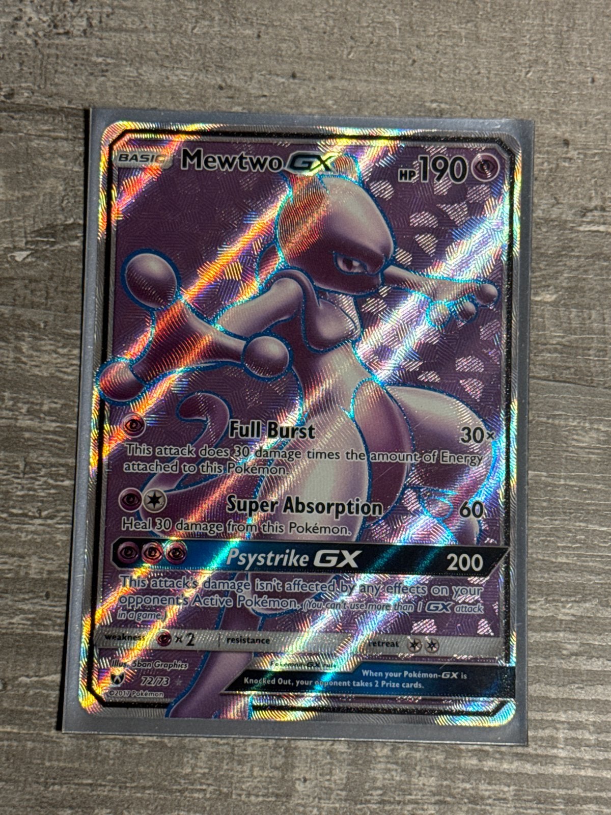 Mewtwo GX shining legends, Ophalen of Verzenden, Zo goed als nieuw, Losse kaart, Foil