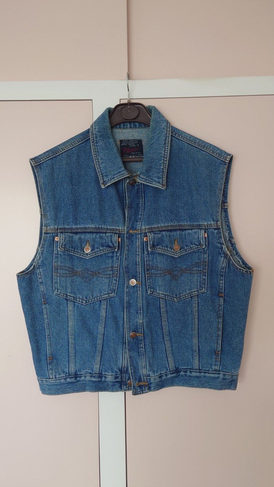 Chiori spijkergilet maat S vintage unisex, Kleding | Dames, Bodywarmers, Ophalen of Verzenden, Gedragen, Maat 36 (S), Blauw