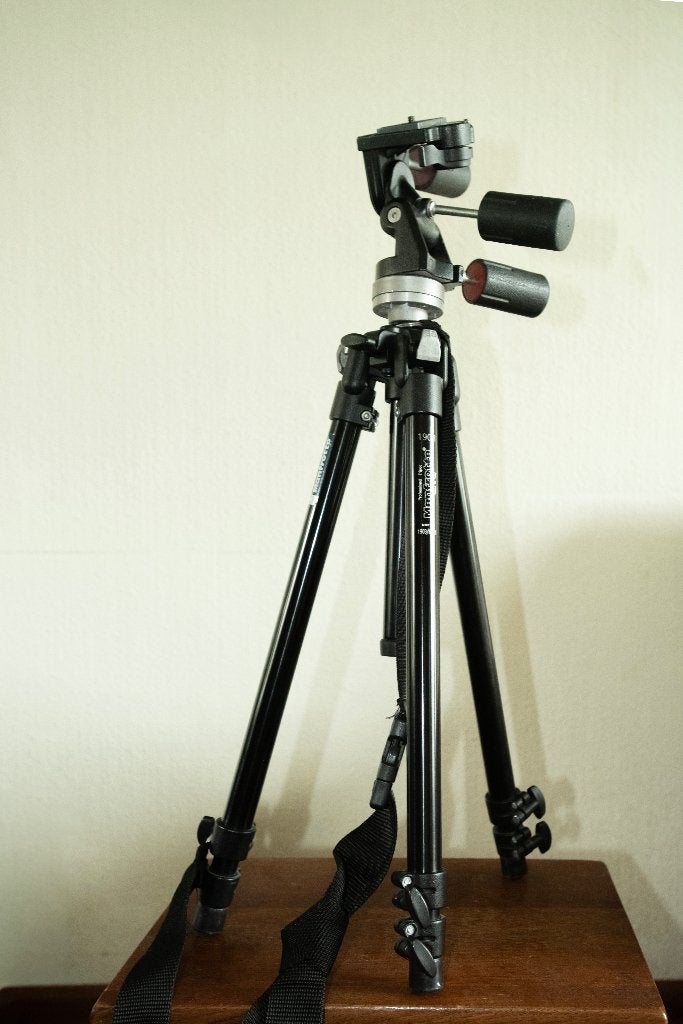 Manfrotto statief 190B, Audio, Tv en Foto, Fotografie | Statieven en Balhoofden, Ophalen, Gebruikt, Driepoot, 175 cm of meer