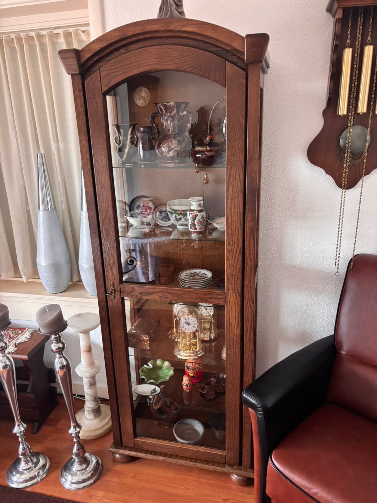 Inboedel verkoop vitrinekast hout, Huis en Inrichting, Zo goed als nieuw, 150 tot 200 cm, 25 tot 50 cm, 50 tot 100 cm