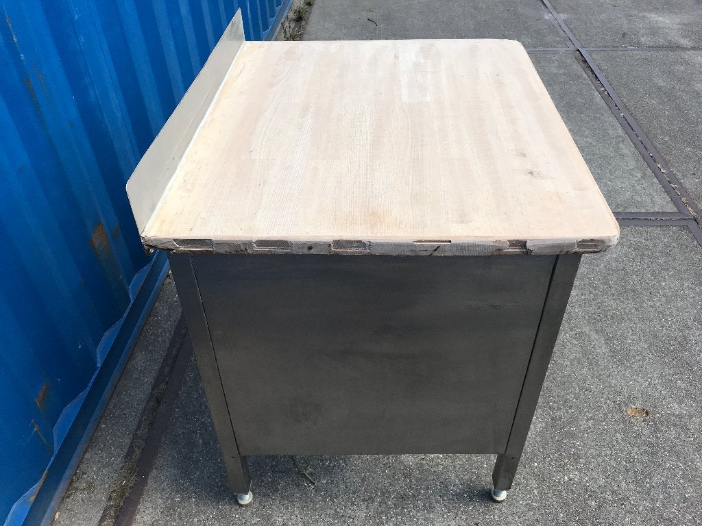 RVS frame tafel met dik houten multiplex werkblad BBQ meubel, Ophalen, Gebruikt, Gas