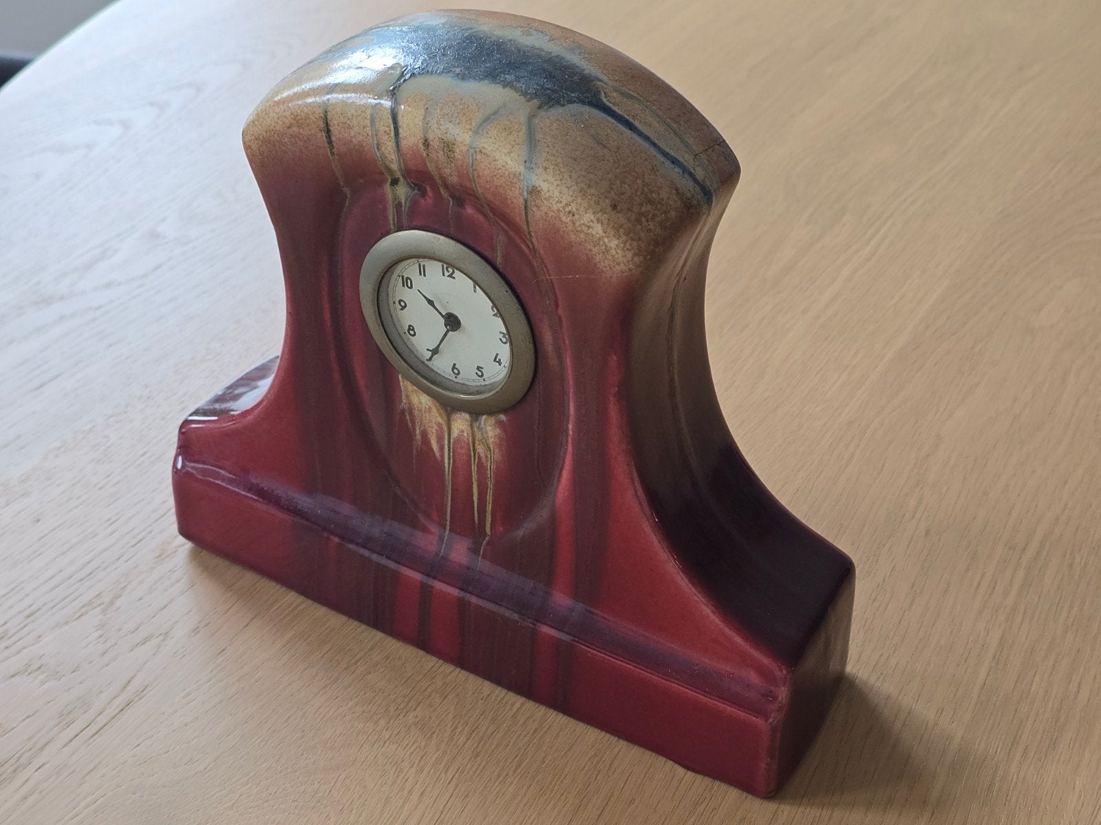 Antieke Art Deco schouwklok van keramiek - Thulin in België, Antiek en Kunst, Antiek | Klokken, Ophalen of Verzenden