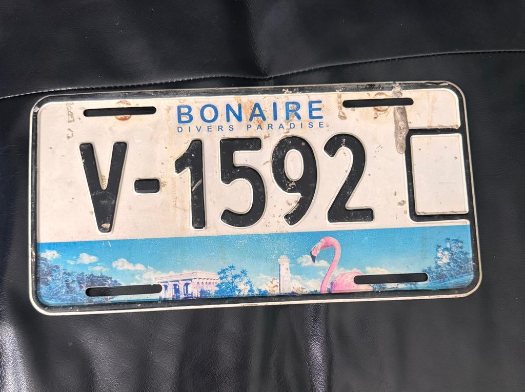Kentekenplaat Bonaire met flamingo, Ophalen of Verzenden, Gebruikt, Auto's