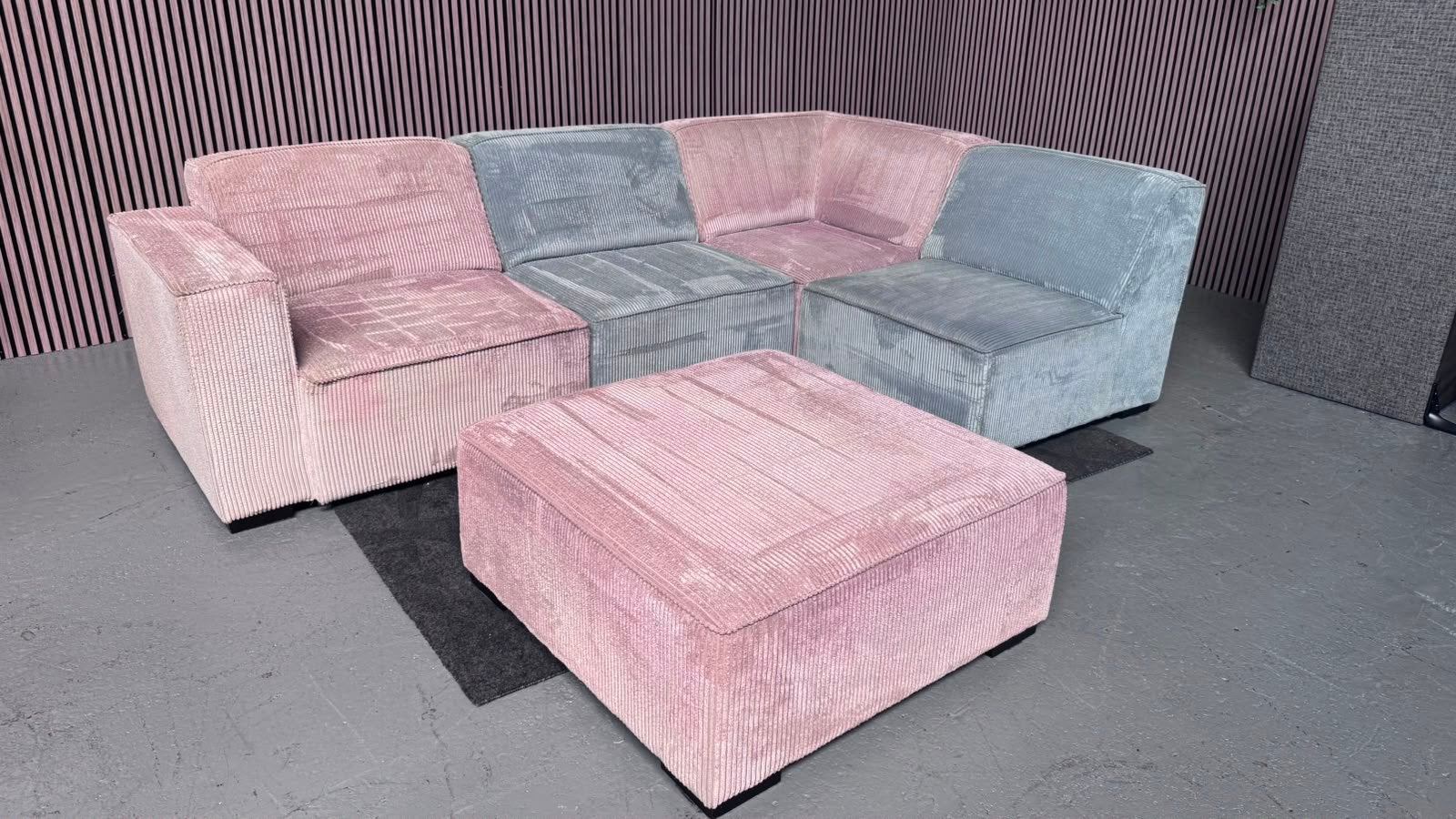 GRATIS LEVERING Modulaire Ribstof Hoekbank 290x285 GEREINIGD, 250 tot 300 cm, Hoekbank, Ophalen of Verzenden, Zo goed als nieuw