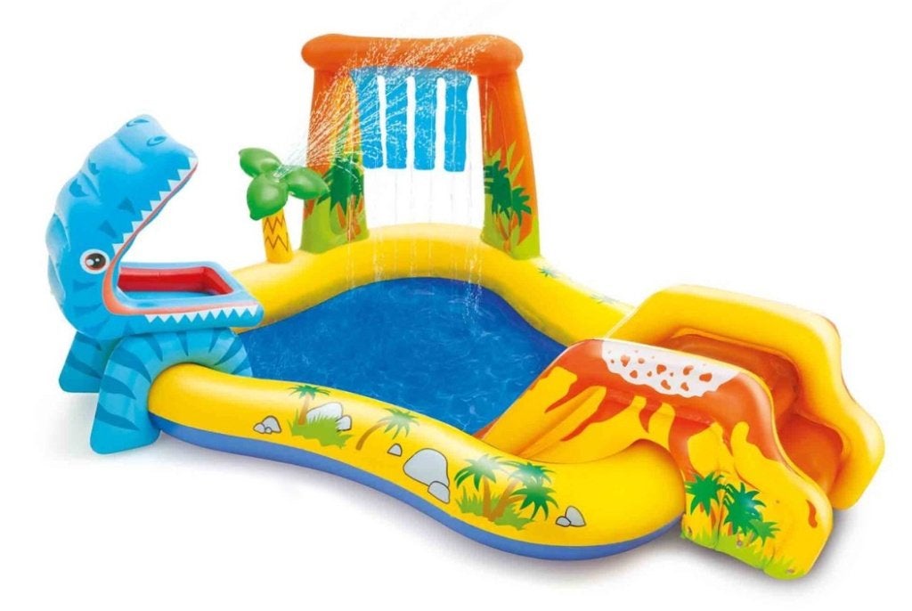 Intex opblaas kinder zwembad met glijbaan en dino, Ophalen, Gebruikt, Minder dan 80 cm, Opblaaszwembad
