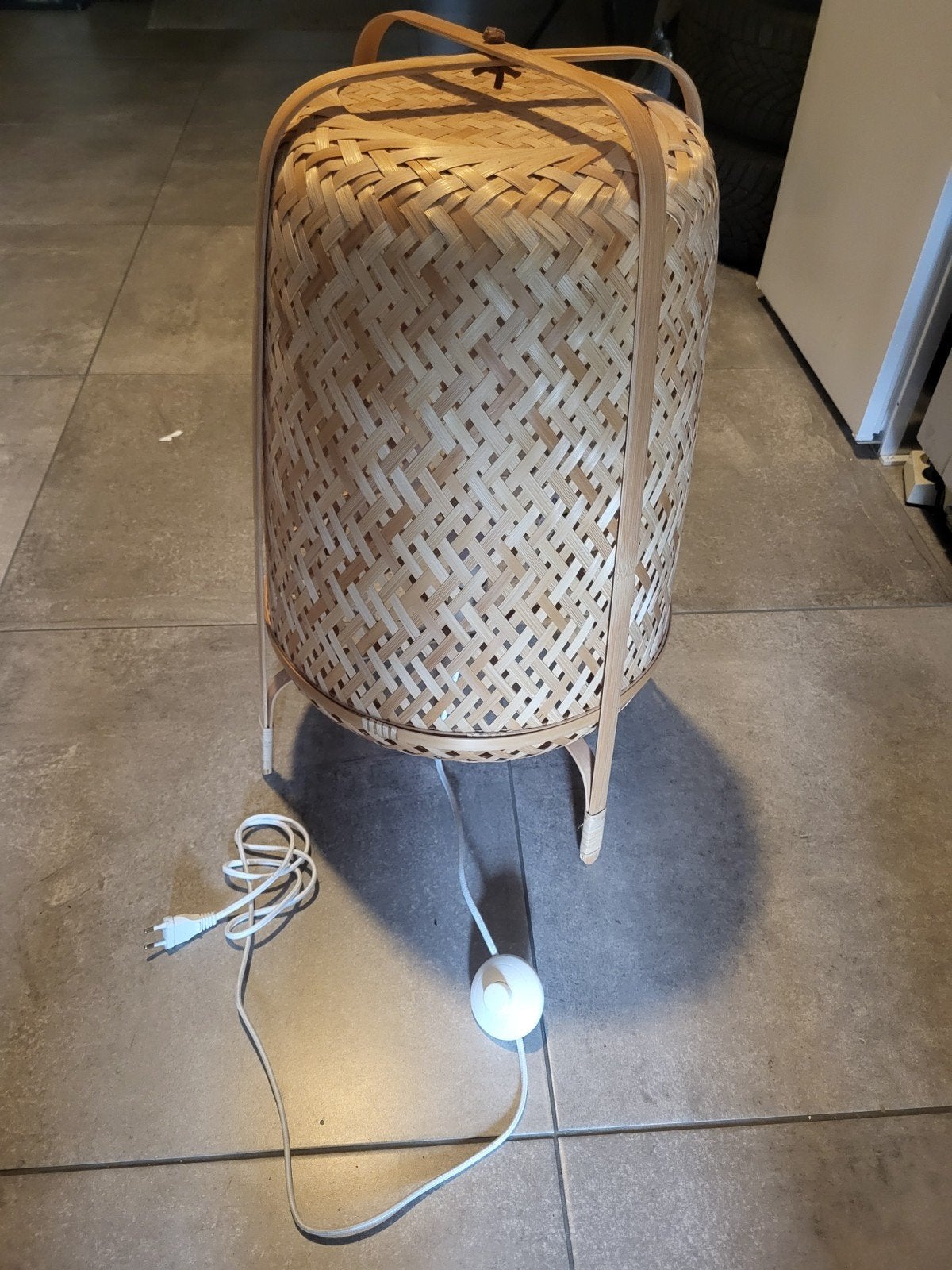 Ikea Staande Vloerlamp van Bamboe, Gebruikt, Modern, Scandinavisch, Natuurlijk, 100 tot 150 cm, Ophalen of Verzenden
