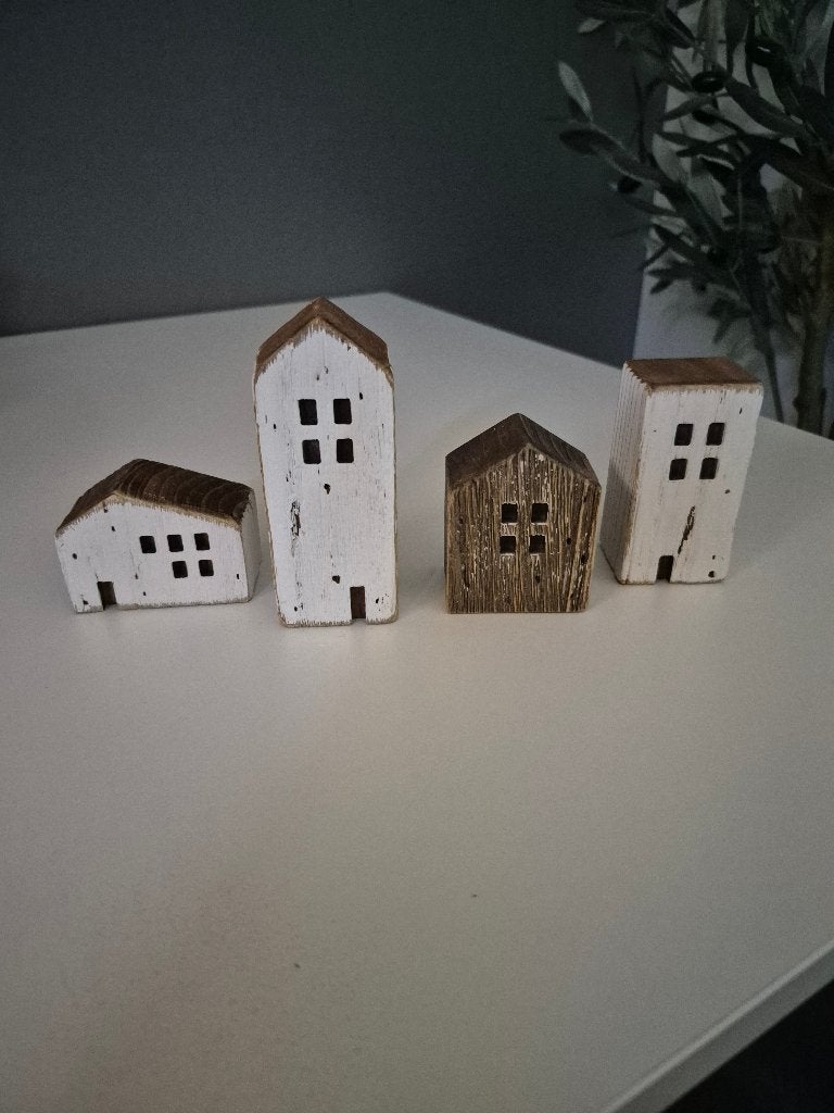 Beach look houten huisjes wit/bruin, Ophalen, Zo goed als nieuw, Bruin