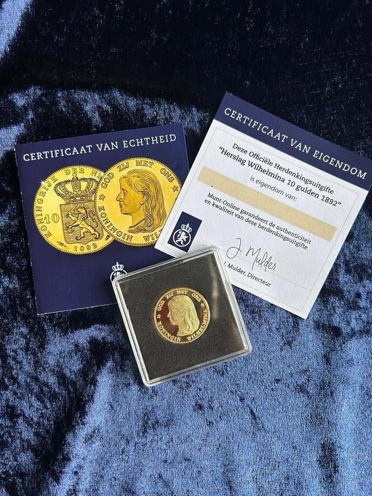 Herslag Wilhelmina 10 gulden 1892 herdenkingsuitgifte, Postzegels en Munten, Munten | Nederland, Ophalen of Verzenden