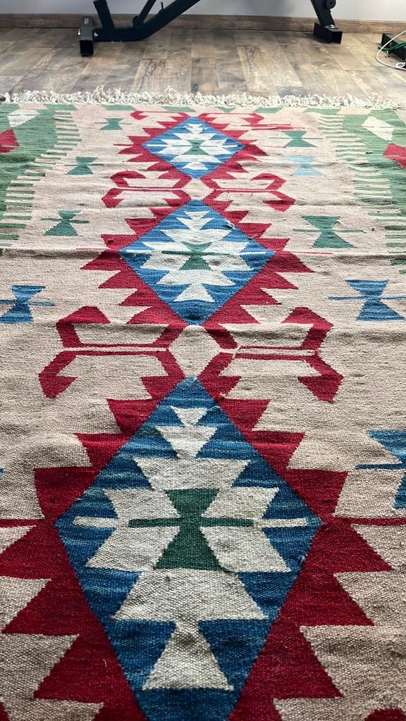 Prachtige Vintage Turkse Kelim Handgeweven Wol 175 x 117 cm, Ophalen, Zo goed als nieuw, Rechthoekig
