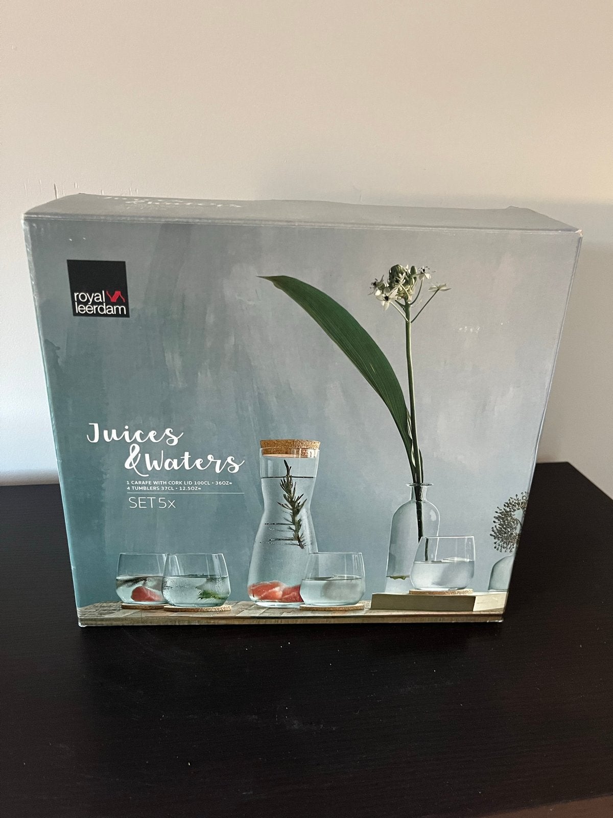 Royal Leerdam Juices & Waters karaf en glazen set (5x), Overige typen, Ophalen of Verzenden, Nieuw, Glas