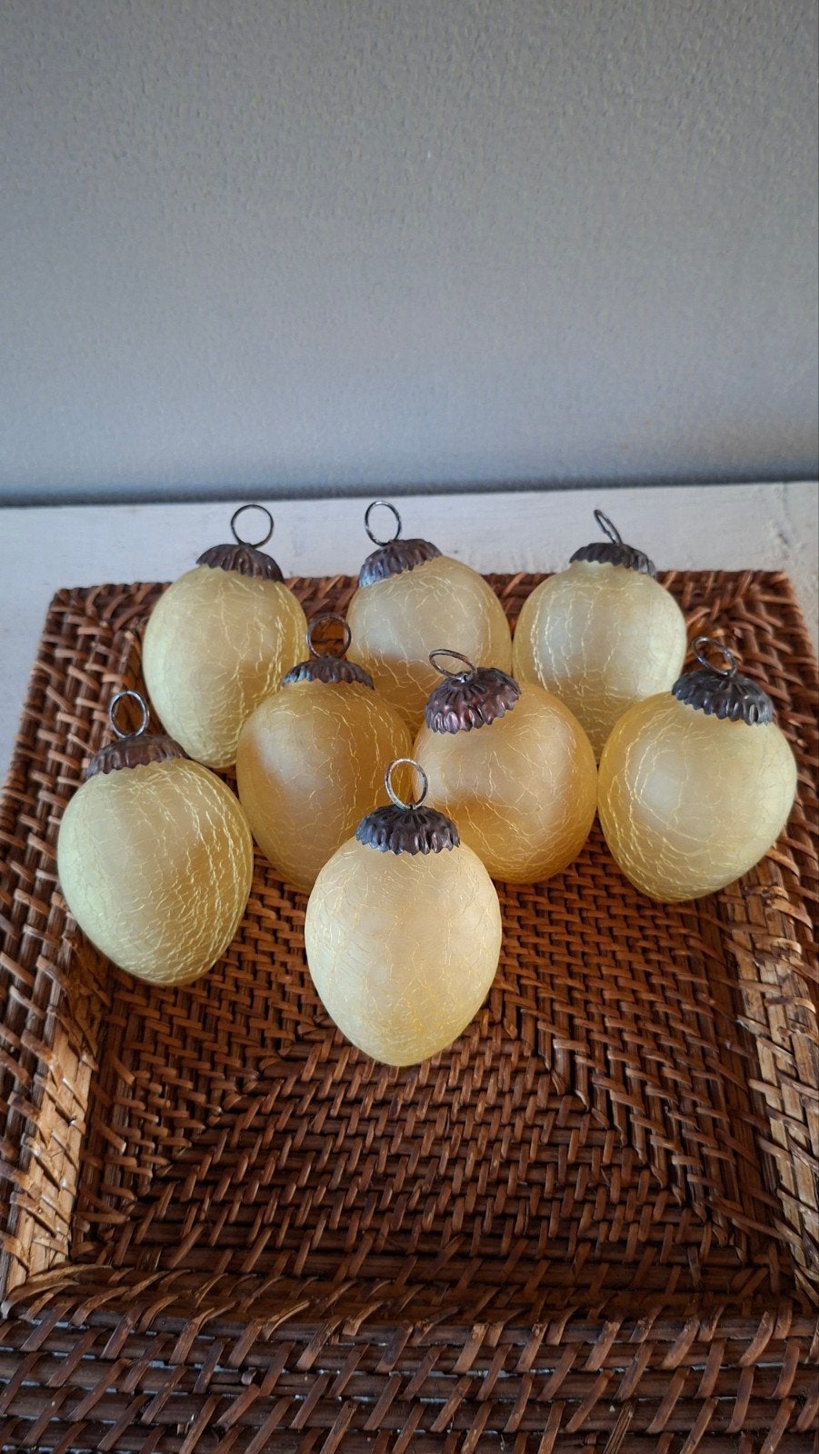 Set van 8 Vintage Kugel Craquelé Kerstballen / Eieren, Ophalen of Verzenden, Zo goed als nieuw
