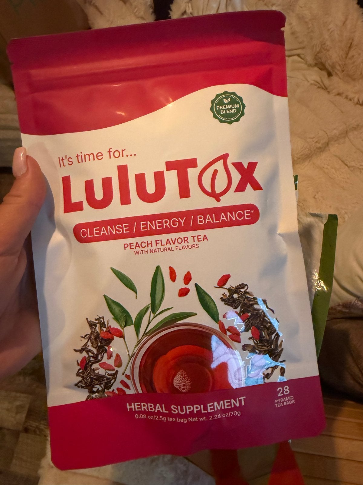LuluTox Detox Thee - Perzik Smaak - 11 Zakken, Ophalen of Verzenden, Nieuw, Poeder of Drank