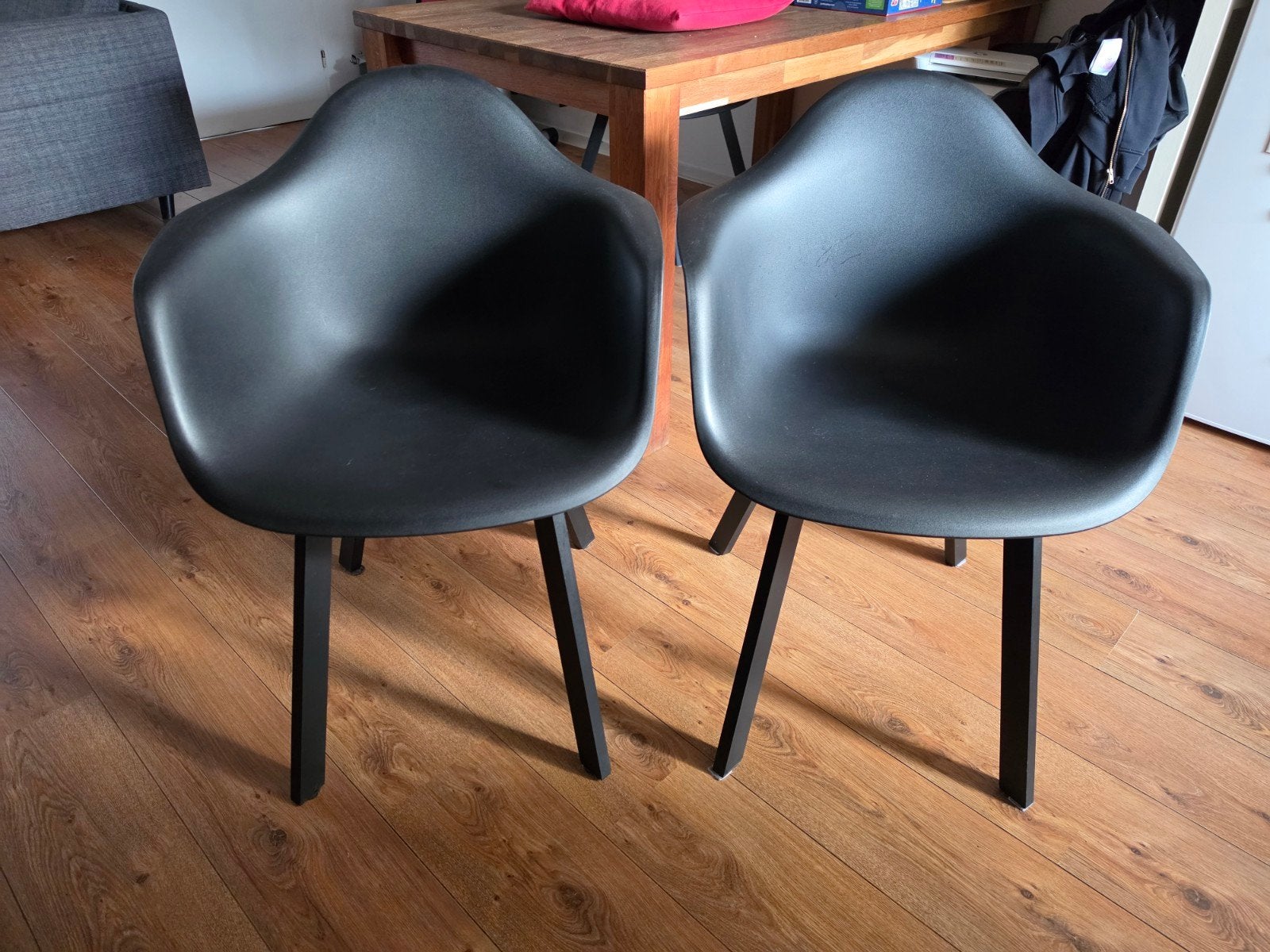 4 kunststof kuipstoelen, Huis en Inrichting, Ophalen, Kunststof, Zwart, Zo goed als nieuw