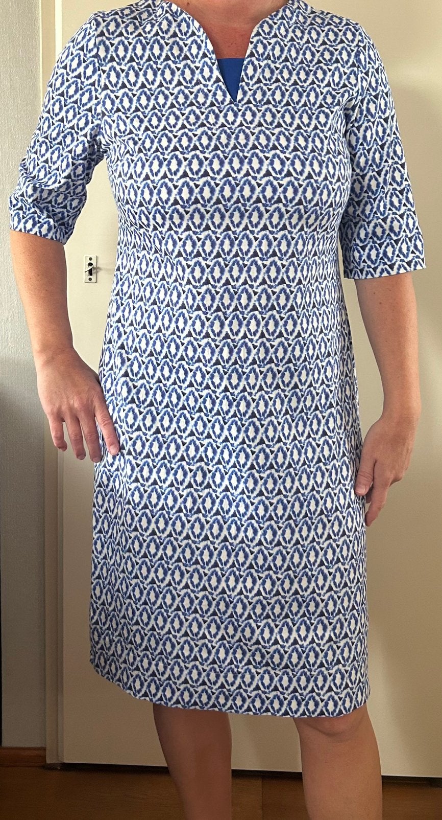 Jurk KYRA kobaltblauw met wit mt 40, Kleding | Dames, Jurken, Maat 38/40 (M), Blauw, Ophalen of Verzenden, Zo goed als nieuw