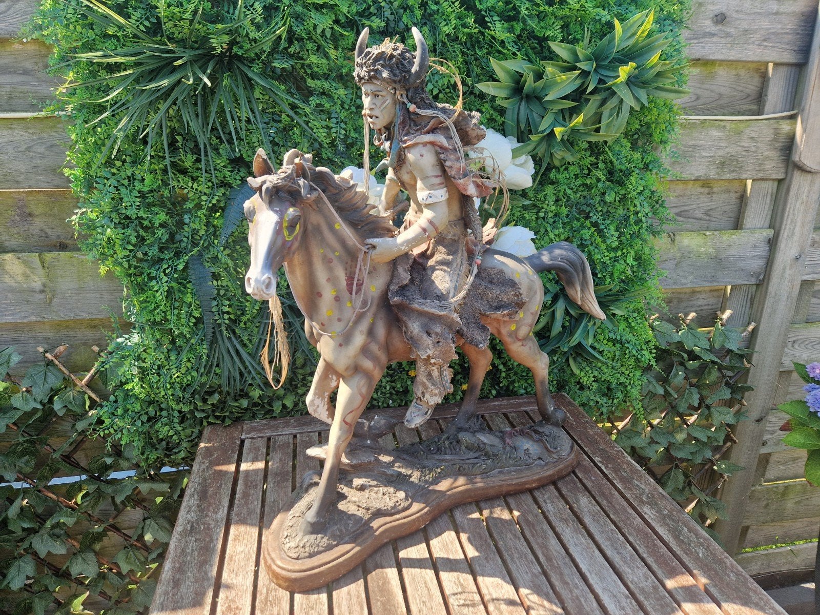 mooi groot indianen beeld met paard, Ophalen, Gebruikt