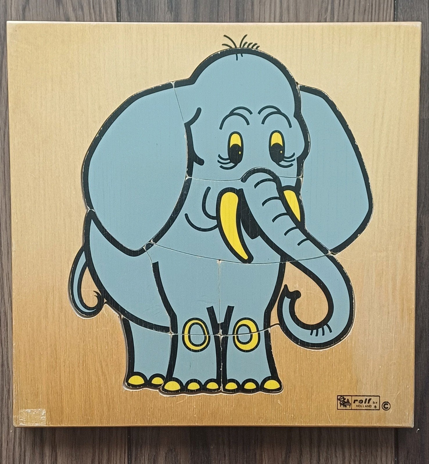 Houten olifantenpuzzel voor peuter / kleuter, Ophalen of Verzenden, 6 maanden tot 2 jaar