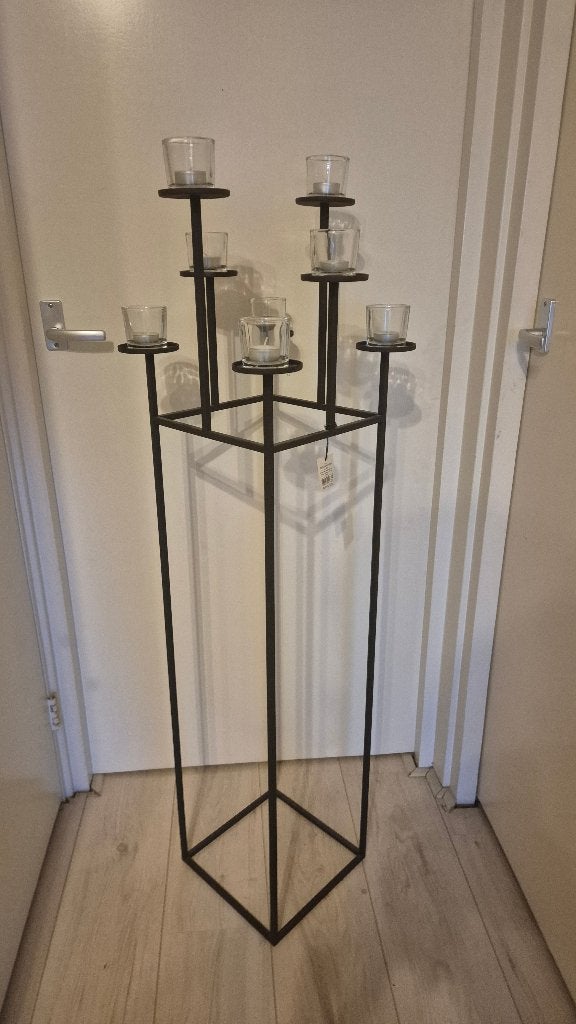 Blomus Nero Vloerkandelaar / Waxinelichthouder, Ophalen, 128 cm, Zwart, Waxinelichthouder