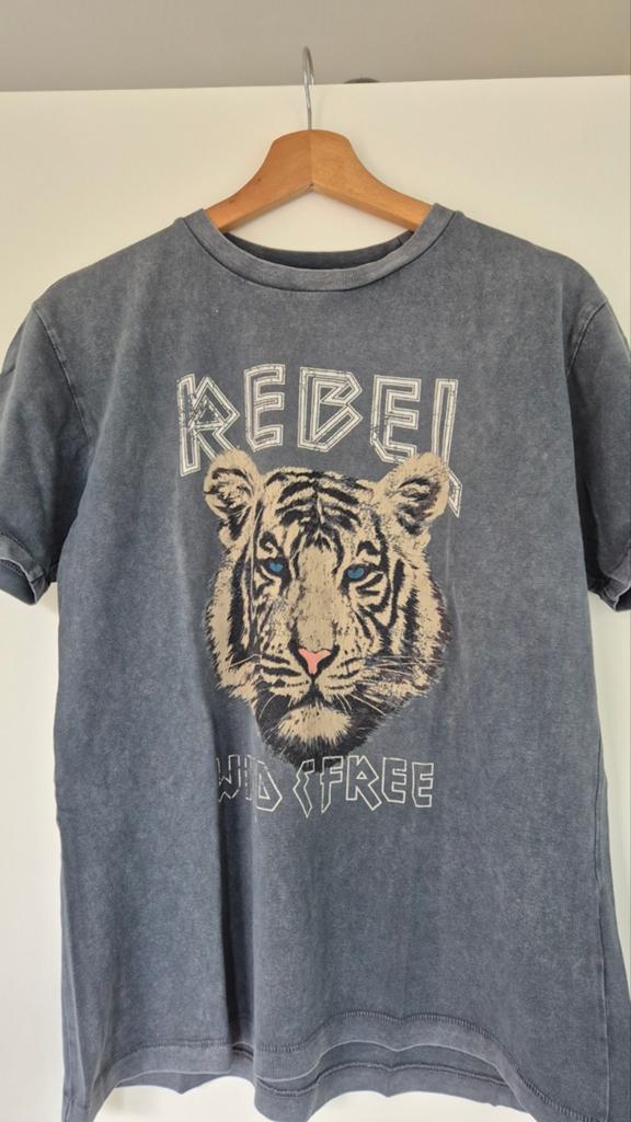 ZGAN! COSTES  REBEL T-SHIRT GRIJS TIJGER mT S 36, Ophalen of Verzenden, Zo goed als nieuw, Korte mouw, Maat 36 (S)