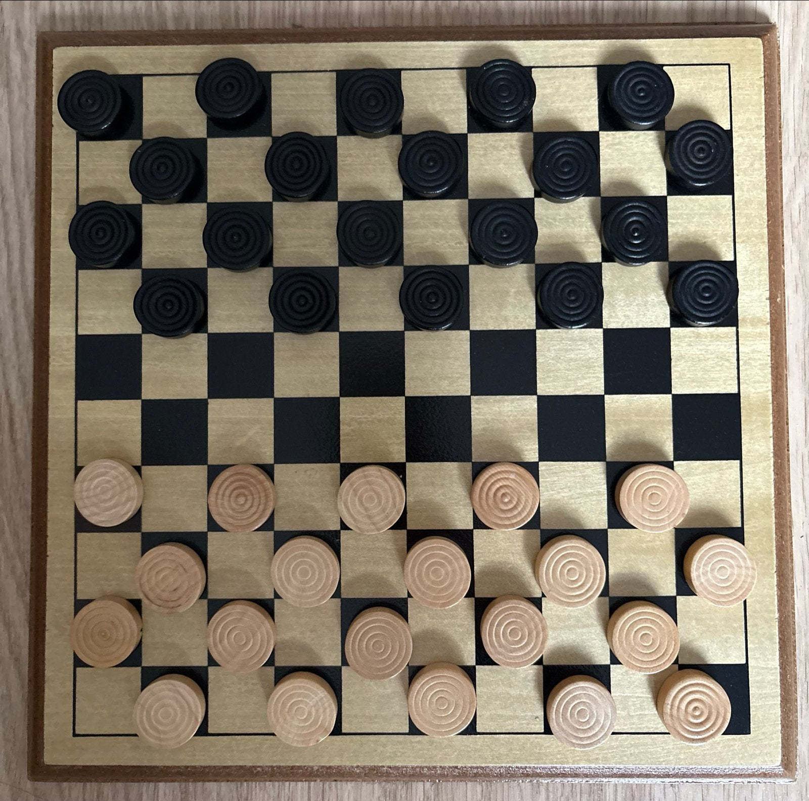 Damspel - Houten bord met schijven, Hobby en Vrije tijd, Een of twee spelers, Ophalen of Verzenden, Gebruikt