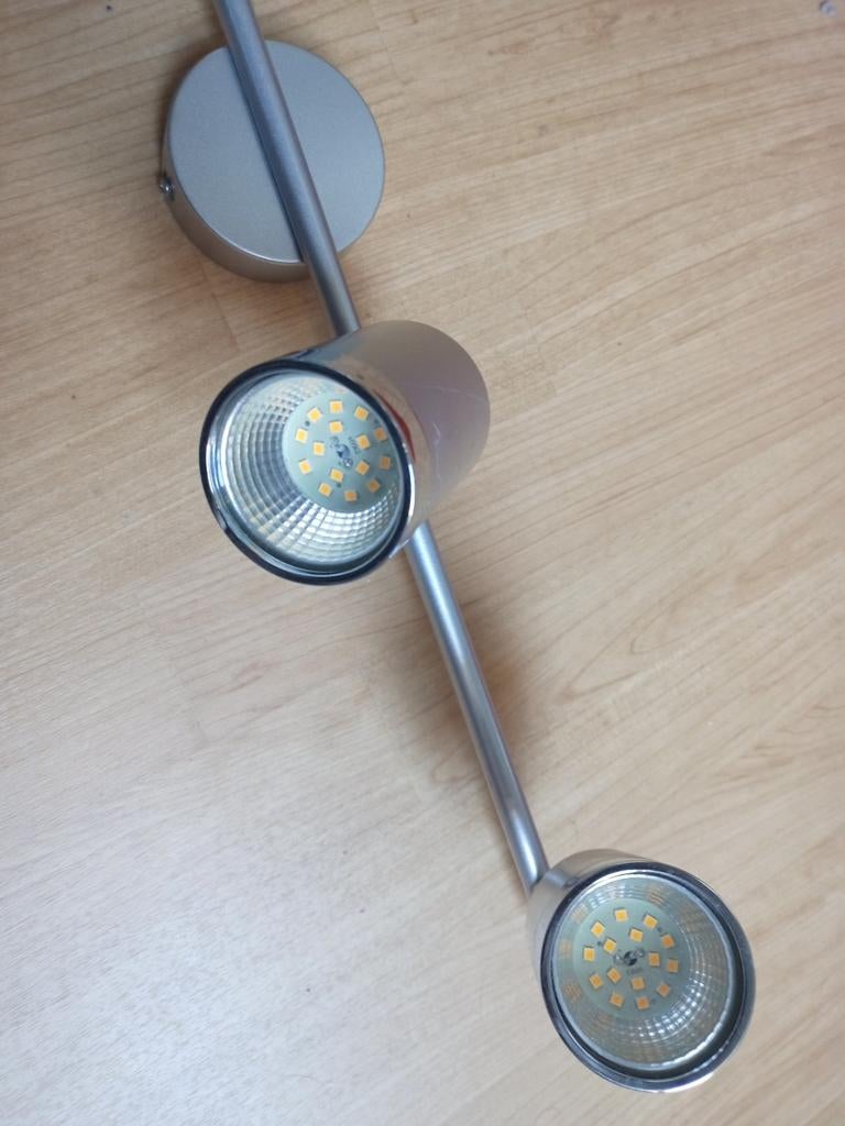Vier spots rvs design plafondlamp LED., Ophalen of Verzenden, Zo goed als nieuw