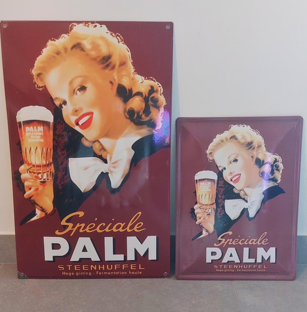 SPECIALE PALM bier originele emaille en blik, Ophalen of Verzenden, Zo goed als nieuw, Reclamebord