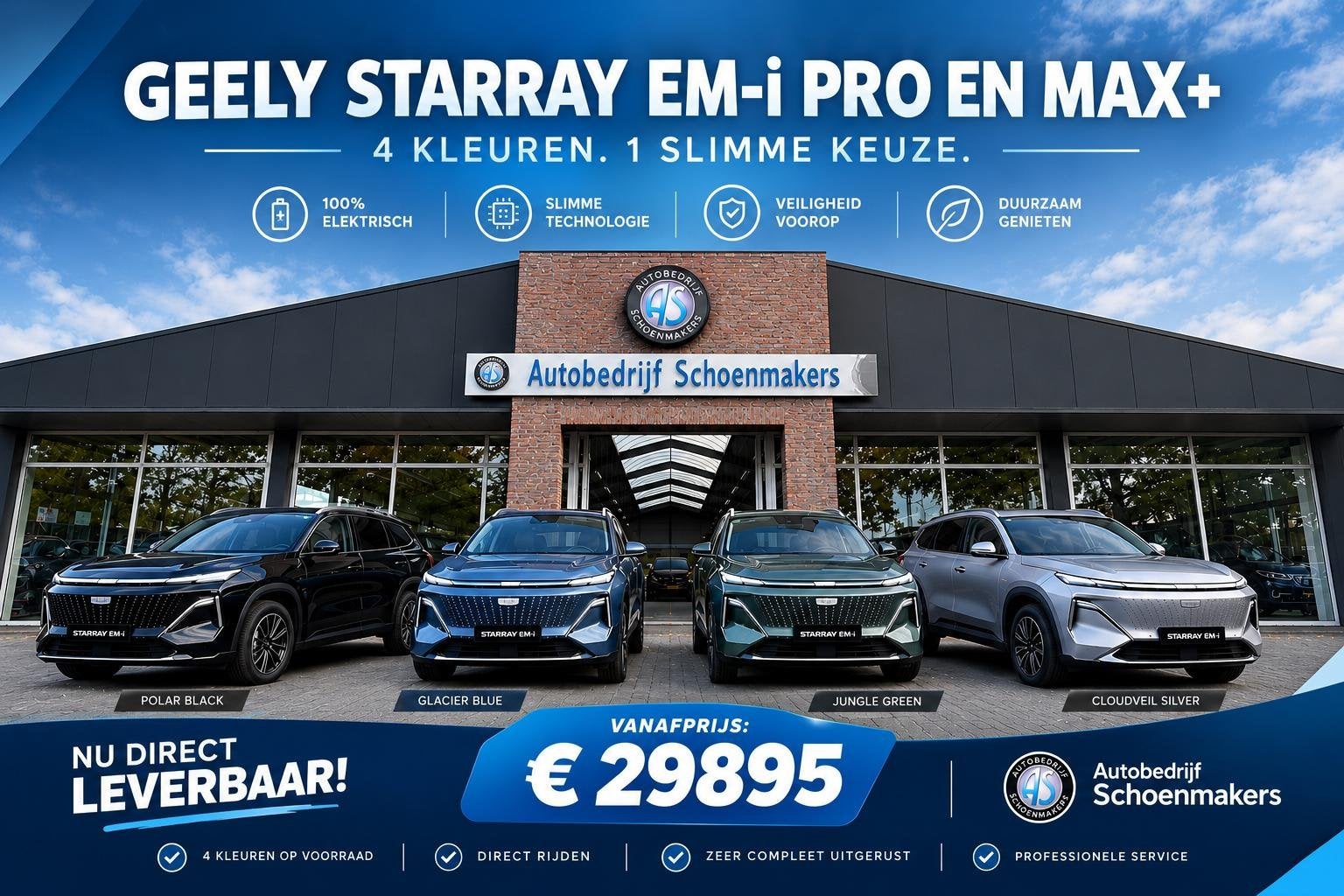 Geely Starray EM-i STORE ZUID-OOST NEDERLAND NIEUW | 8 JAAR, Auto's, Verwarmde buitenspiegels, Gebruikt, 4 cilinders, Starray EM-i