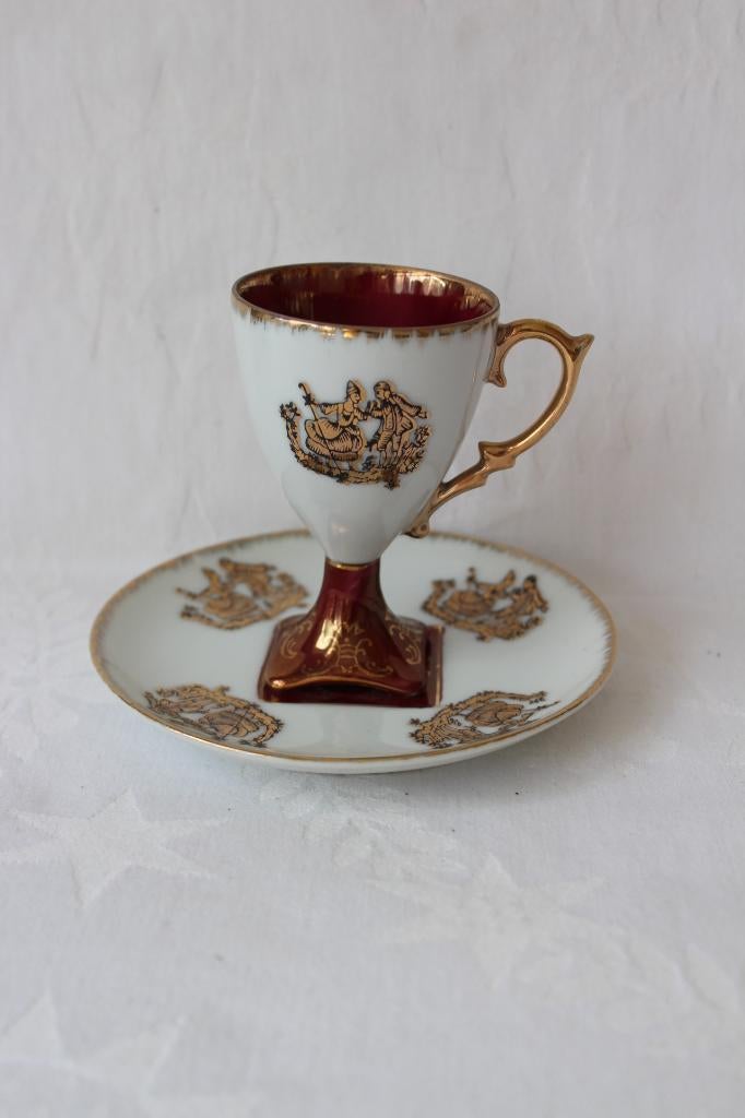 Antiek Frans Art Deco Treves porselein kop en schotel c 1930, Antiek en Kunst, Ophalen of Verzenden