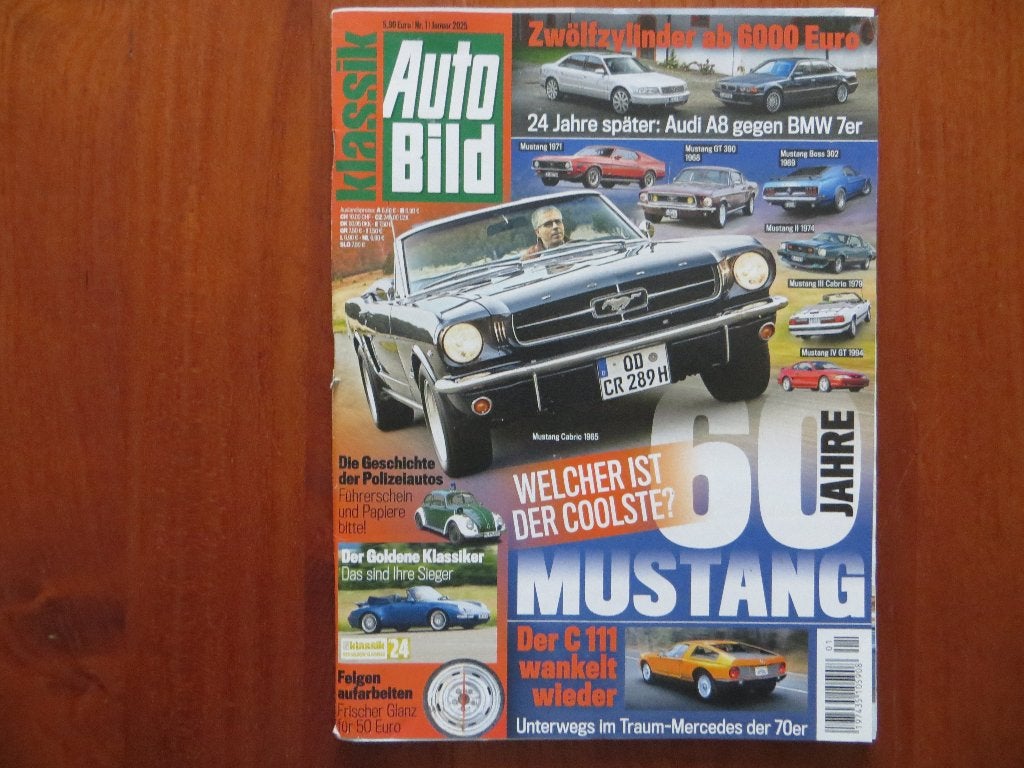 Autobild Klassik 1 2025 Audi A8L 6.0 W12, BMW 750iL, Mustang, Ophalen of Verzenden, Nieuw, Audi
