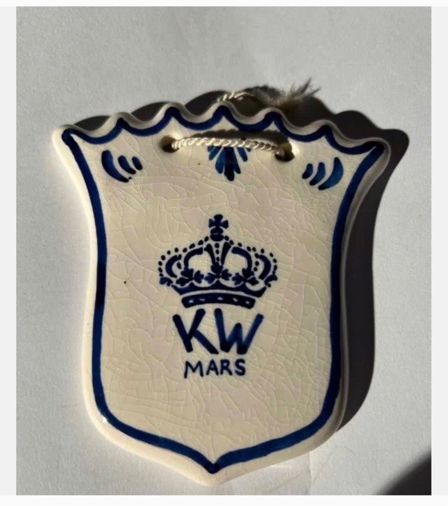 Delfts Blauw Wandbordje KW Mars Handgeschilderd, Ophalen of Verzenden