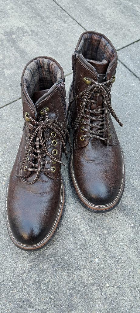 !!!! NIEUW !!!!! Leren veterboot met rits, Ophalen, Bruin, Boots, Nieuw