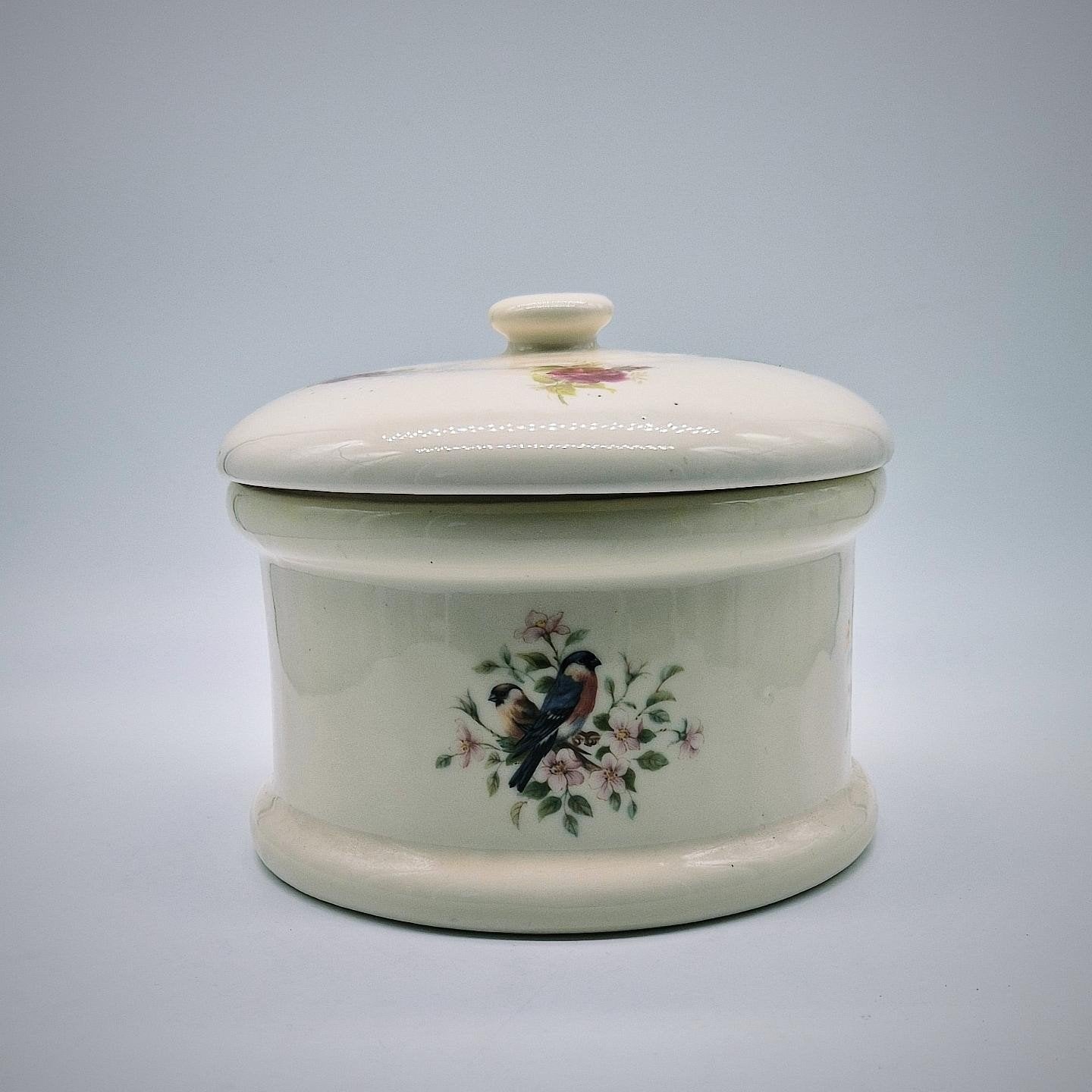 Vintage Crèmekleurige Keramische Voorraadpot met Vogels, Ophalen of Verzenden