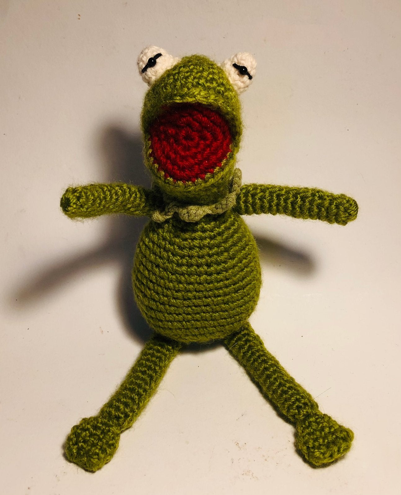 Gehaakte Kermit de Kikker, leuk groen kikkertje, Ophalen of Verzenden, Zo goed als nieuw