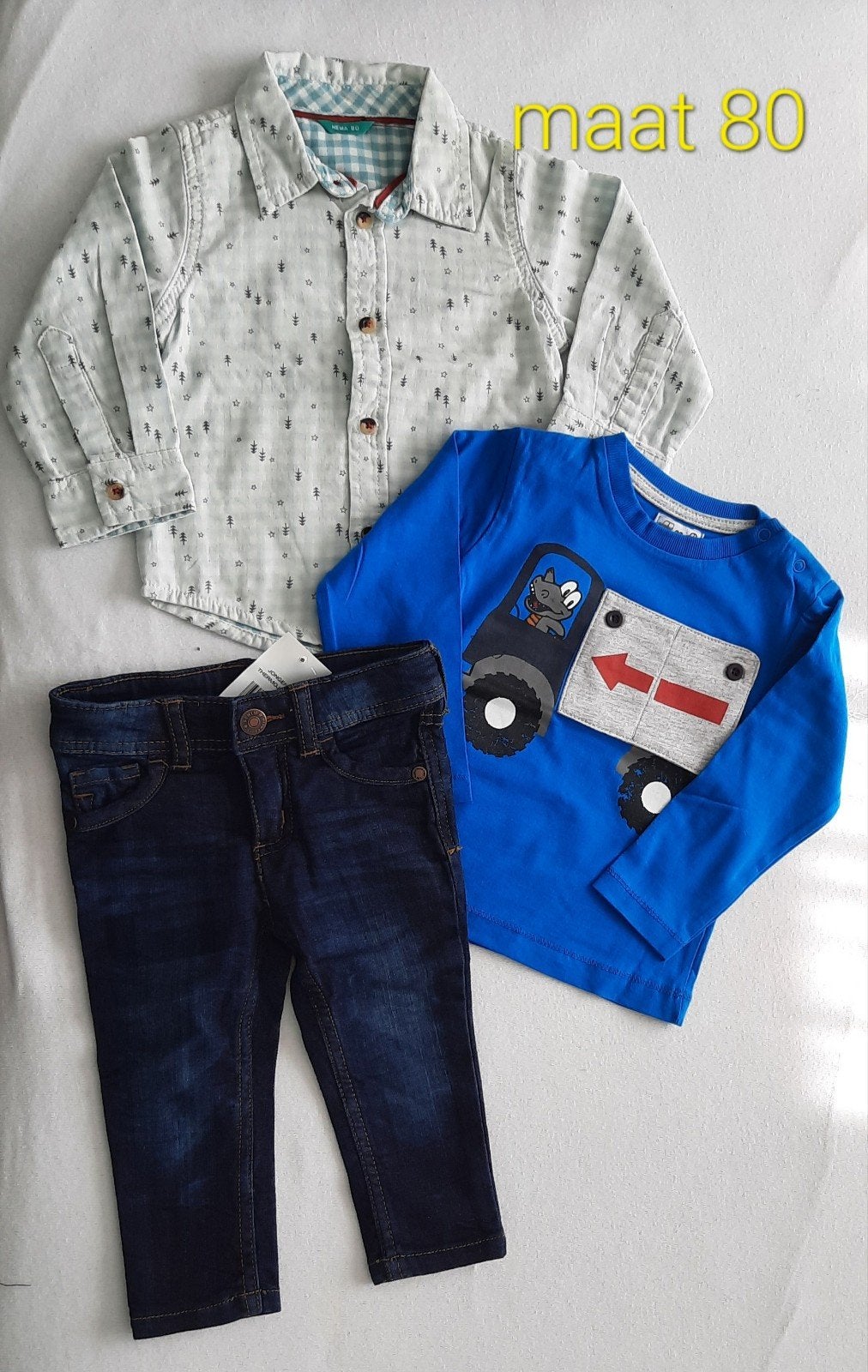Leuke nieuwe jongens kleding set - maat 80, Broekje, Nieuw, Ophalen of Verzenden, Hema
