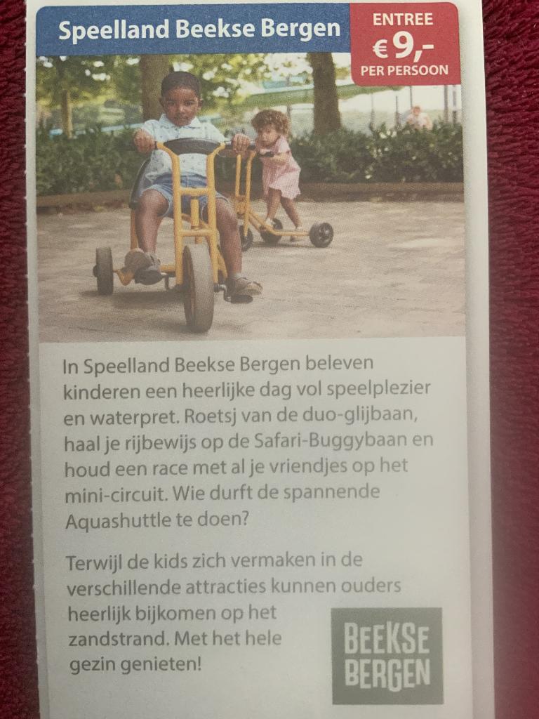 Speelland Beekse Bergen in Hilvarenbeek Voordeelbon, Drie personen of meer, Kortingskaart