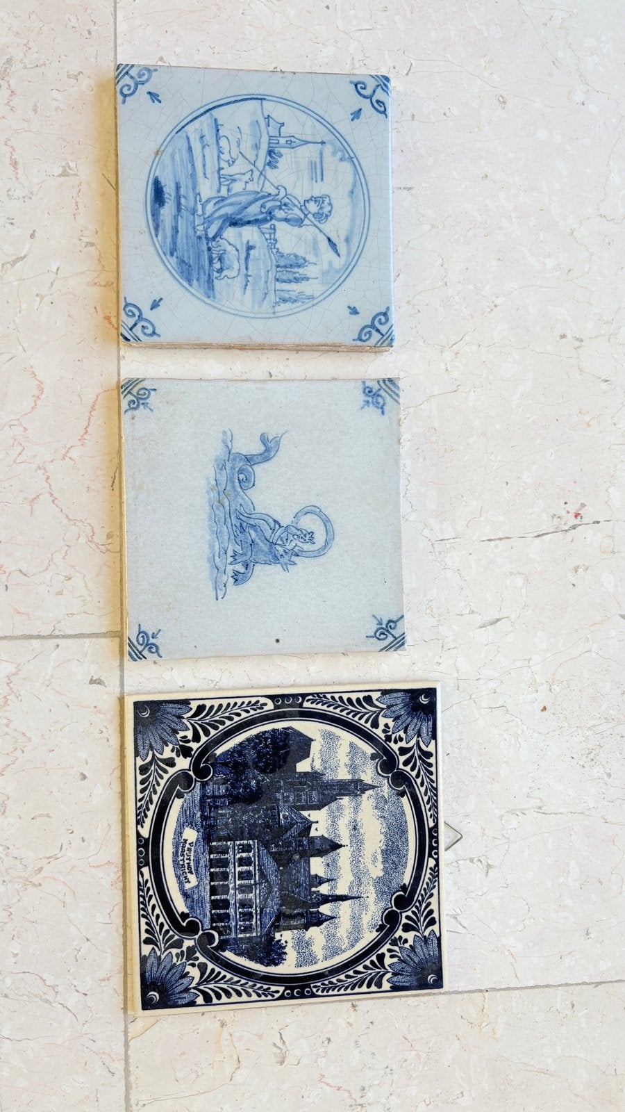 Set van 2 antieke Delfts blauwe tegels, Antiek en Kunst, Ophalen