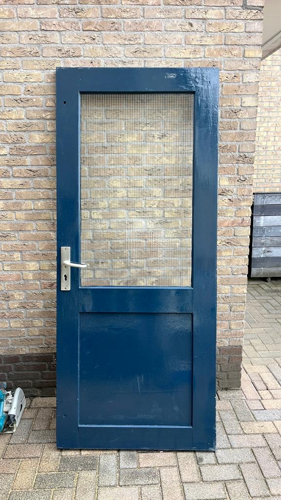 Achterdeur blauw, Doe-het-zelf en Verbouw, Deuren en Horren, Ophalen, Buitendeur, 200 tot 215 cm