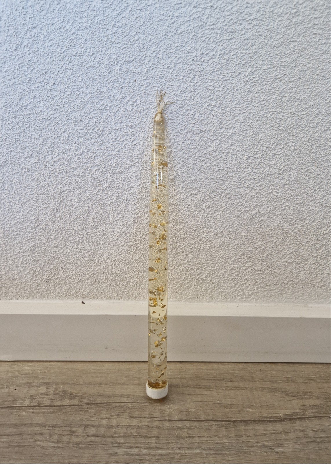 Goud kaars lucite vintage retro acryl vlokken goud, Ophalen of Verzenden, Goud, Kaars