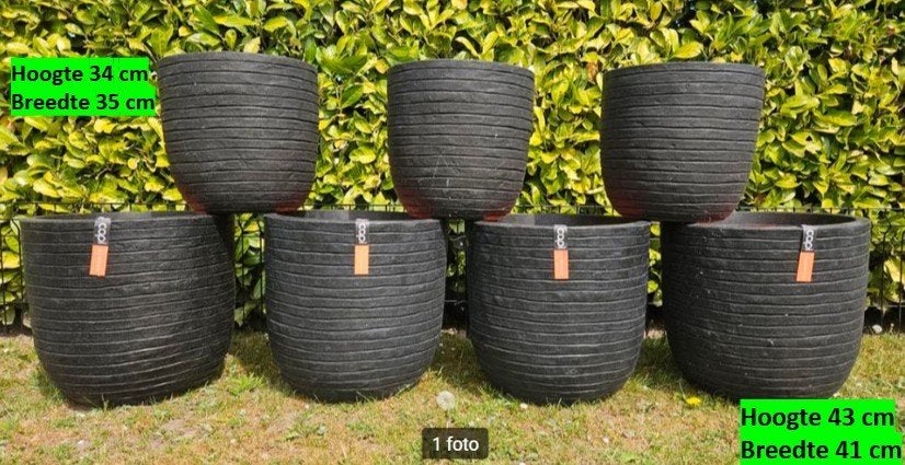 7 stuks Nieuwe Capi bloembakken / potten set kleur Antraciet, Tuin en Terras, Bloembakken en Plantenbakken, Ophalen, Kunststof