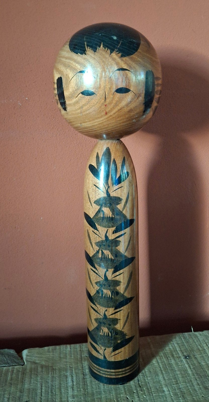Vintage Japanse Kokeshi Pop - Warme Kleuren, 30cm, Ophalen of Verzenden, Gebruikt