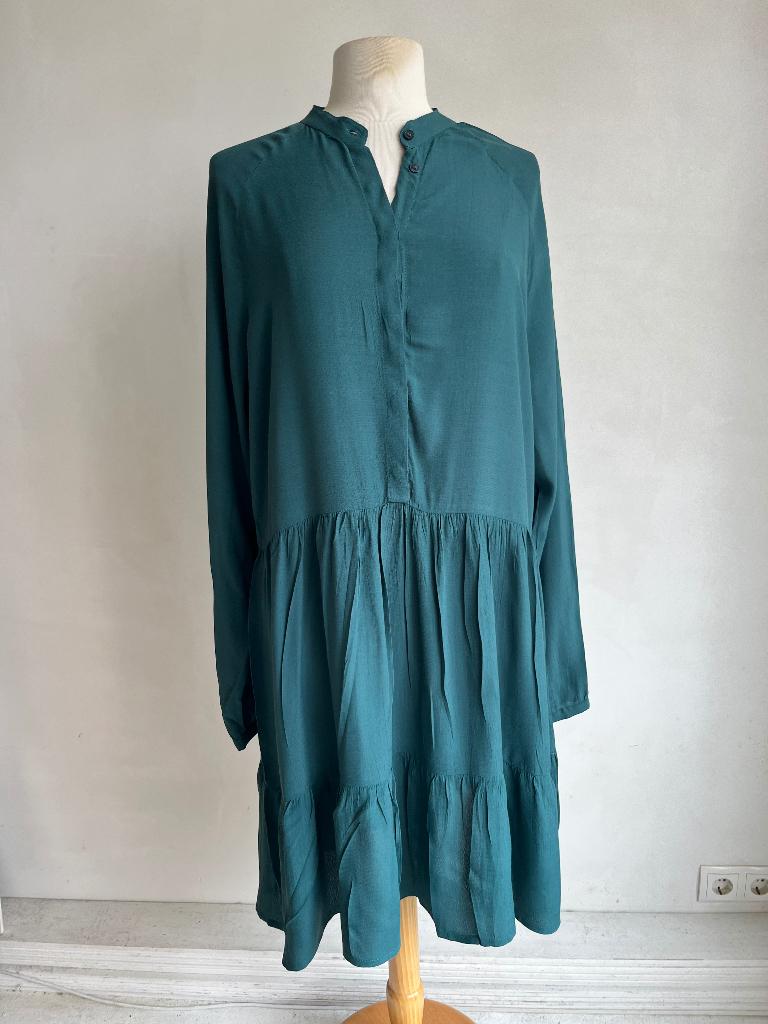 mbym jurk maat L Groen blauw, Maat 42/44 (L), Zo goed als nieuw, Mbym, Onder de knie